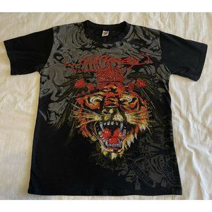 *SOLD* Vtg? “Ed Hardy” By Christian Audigier - Crowned Blinged Tiger Print Sz XL